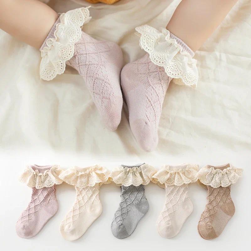 Meias Longas com Babados para Bebês Meninas, Meias de Algodão Fofas para Recém-Nascidos, Roupas de Primavera para Crianç