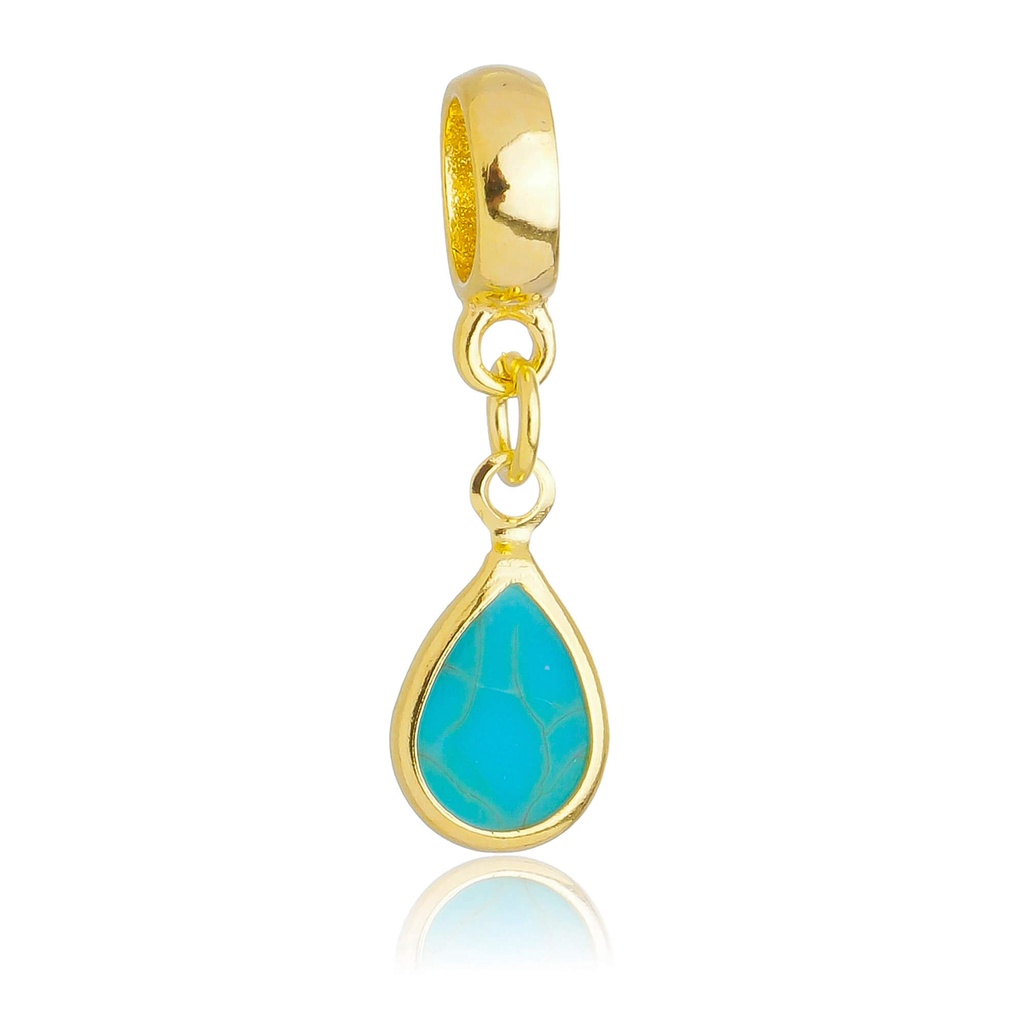 Berloque Cristal Jade Gota Banhado a Ouro 18k