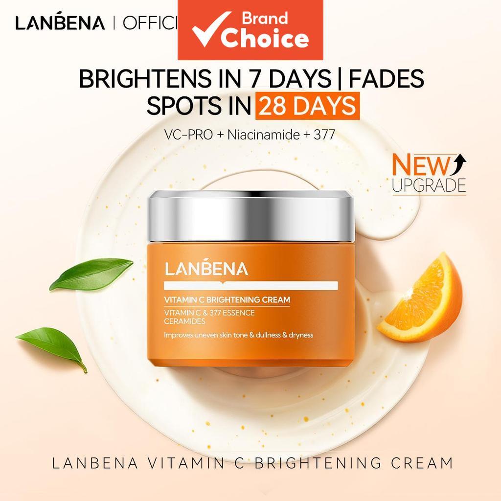 Creme Facial LANBENA com Vitamina C 30g Niacinamida 377 Hidratante Clareador de Manchas Escuras e Dull Skin