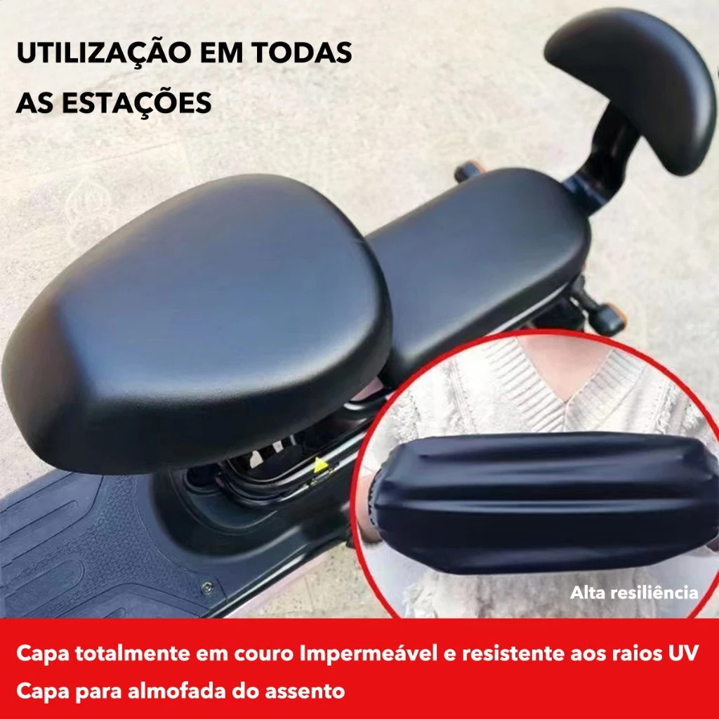 Capa Assento Bicicleta Elétrica Impermeável Protetor Solar Almofada 3 Peças Confortável Resistente Premium