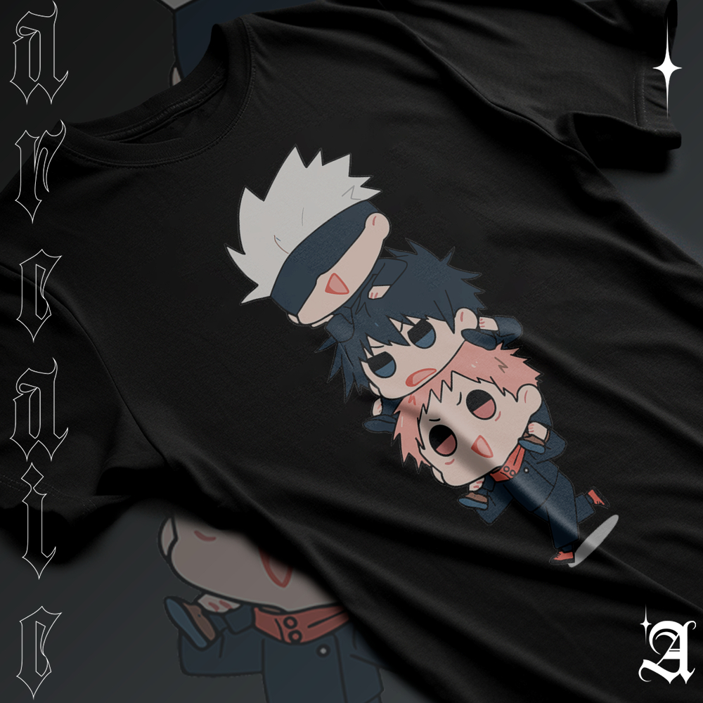 Camiseta Basica Algodao Jujutsu Kaisen Friends Cute Satoru Gojo Megumi Fushiguro E Yuji Itadori Tee Unissex