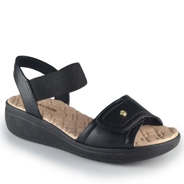 Sandália ortopédica Comfortflex Velvet Preto/Gold Light Ref.: 24-86403