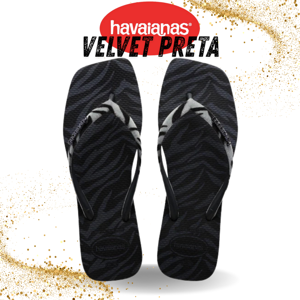 Chinelo Havaianas Slim Square Velvet Preta
