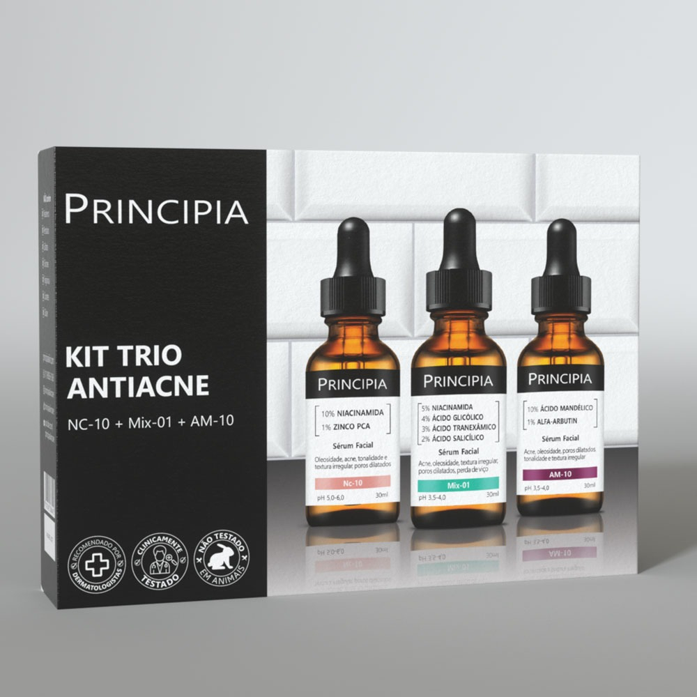 Kit Principia Trio Antiacne NC-10 + MX-01 + AM-10 Tratamento Completo