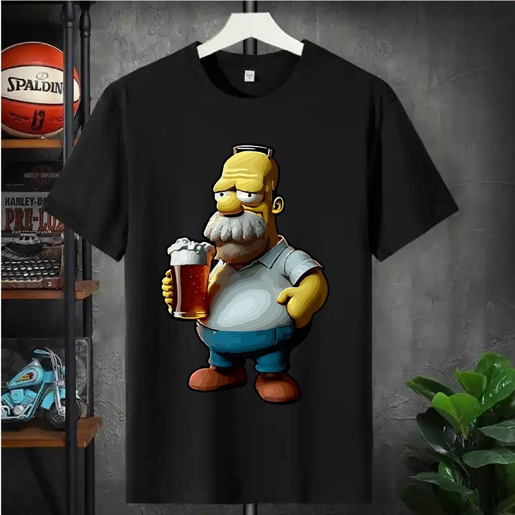 Camisa Camiseta Masculina Algodão Premium Adulto infantil Homer Simpsons Chopp Caneco 100% Algodão