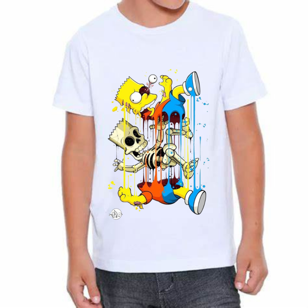 Camisa-camiseta The Simpsons Bart Skate T-shirt Blusa unissex Adulto e infantil Envio imediato