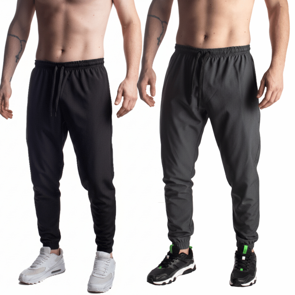Kit 2 Calças Masculina Confortável Leve Flexível com bolsos laterais e elástico no tornozelo