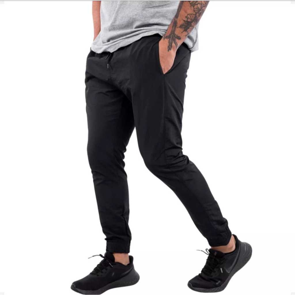 Calças dry fit elastano masculina esportiva com ziper no tornozelo para facilitar na hora de colocar moda e estilo