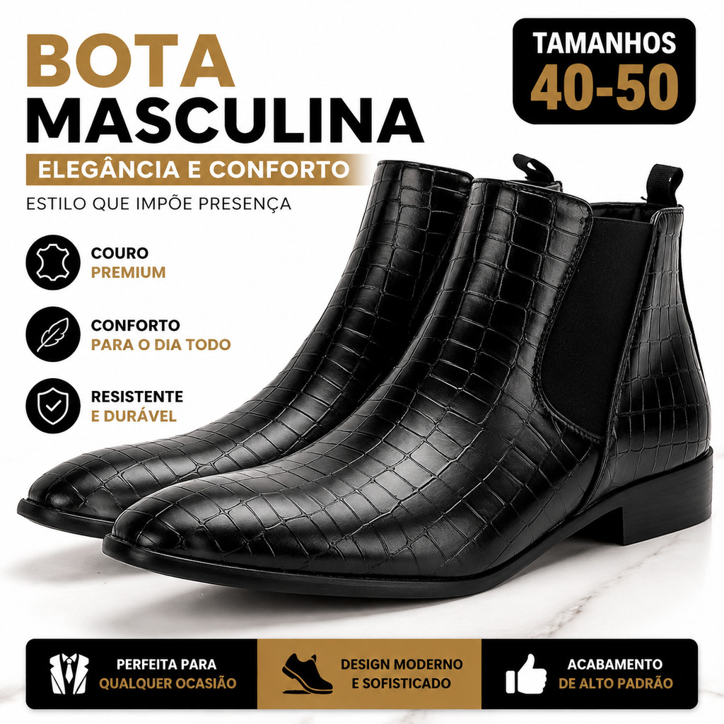 Botas Chelsea Pretas Masculinas Estilo Couro De Crocodilo De Tornozelo De Luxo Moda Vestido Sapatos Casuais De Negócios