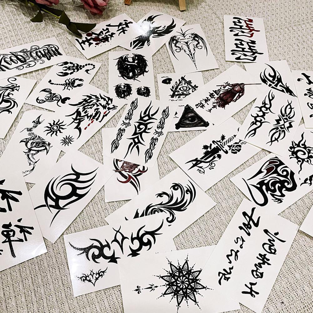 30 Peças Adesivos De Tatuagem Masculinos À Prova D'água E Duráveis Personalizados Tornozelo Braço B2T6