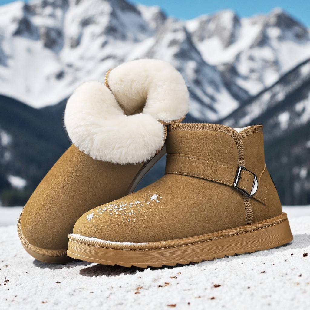 Botas De Neve Masculinas De Inverno Forradas De Pele À Prova D'água Dele E Dela Grossas Quentes De Tornozelo Unissex Est