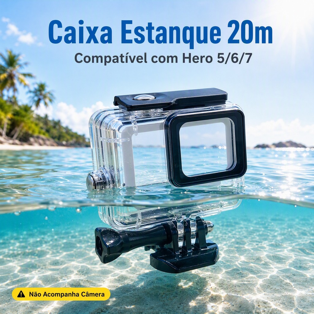 Caixa Estanque Protetora Prova Água Go Pro Hero 5 6 7 Black