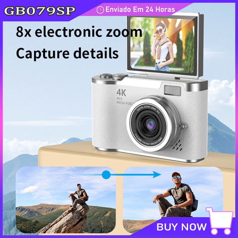 Câmera Digital 4k Hd Ccd 8x Zoom Com Tela Giratória 48MP Para Crianças Adultos