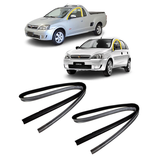KIT 2 Borrachas Vidros Canaletas Portas Dianteiras Corsa Joy Maxx Frente Montana 2002 ATÉ 2010