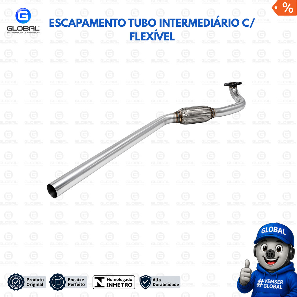 Escapamento Tubo Intermediário c/ Flexível Corsa Maxx (FRENTE MONTANA)  1.0 1.4 1.8 8v  2005 até 2012