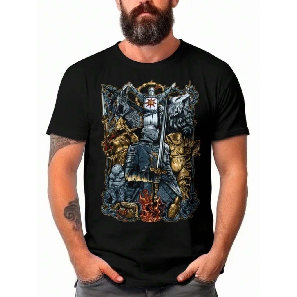 Camiseta Dark Souls Cavalheiro Jogo Game Souls Like Blusa Camisa Basica e Oversized Unissex