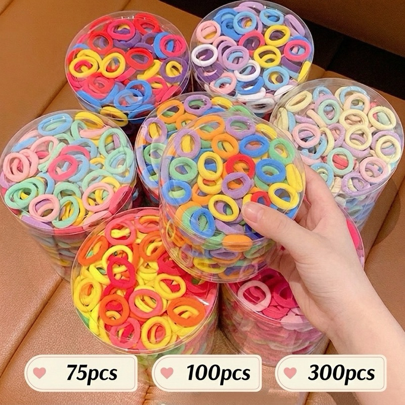De 100-300pcs Xuxinha de Cabelo Faixas De Cabelo Para Crianças Em Nylon Colorido Scrunchie Hair Ties Rubber Band Kids
