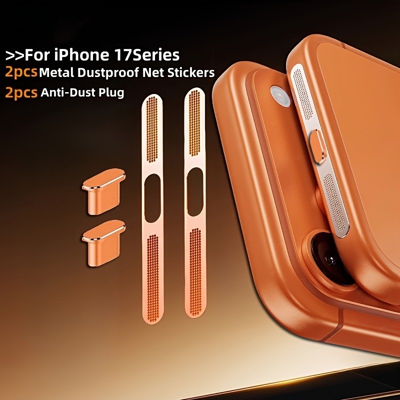 4 Pçs Metal À Prova De Poeira Net Adesivo plug Para iPhone 17 Pro Max Fone De Ouvido Alto-Falante Buraco Anti-Protetor D