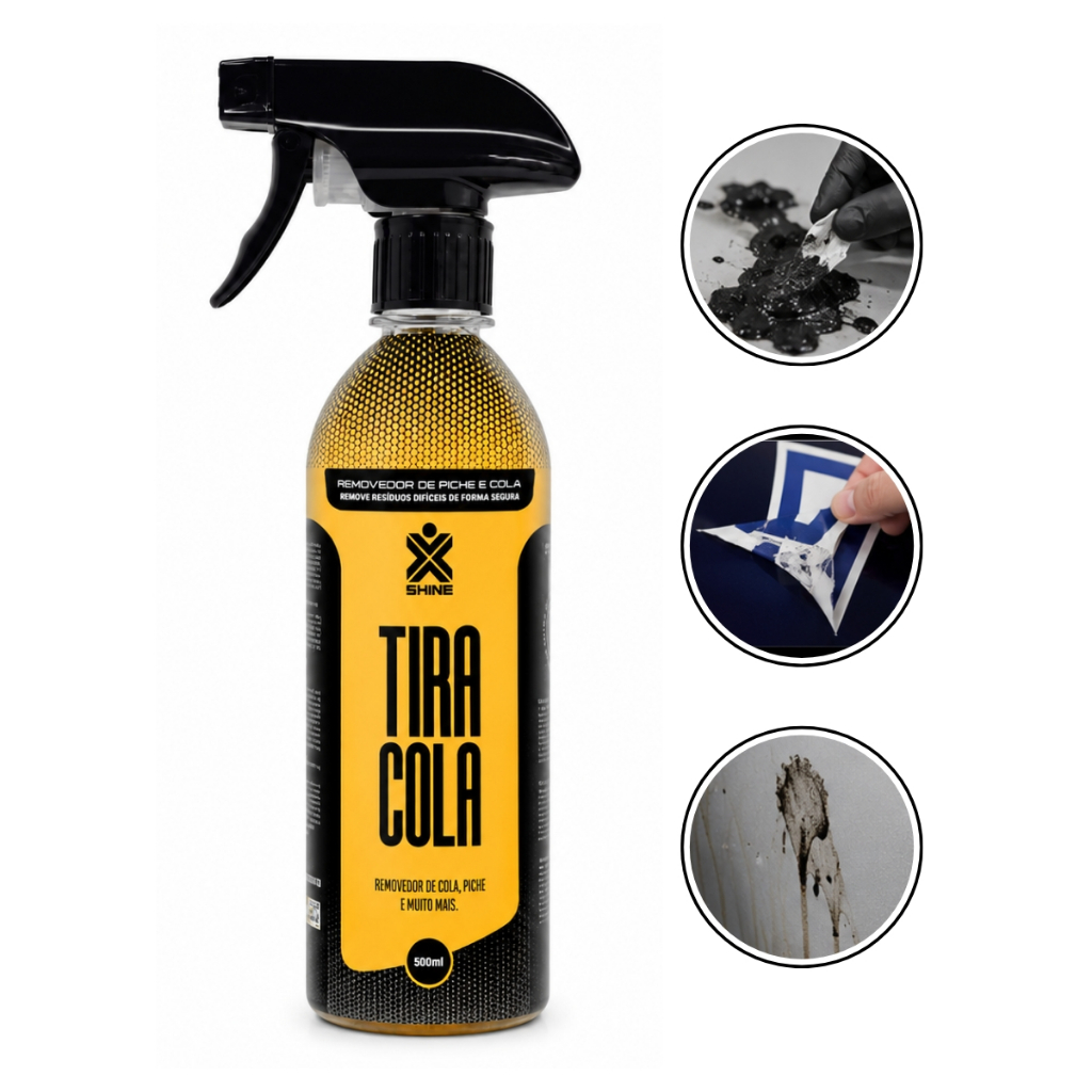 Removedor Tira Cola Adesivo Películas Piche Asfalto Resíduos Graxas Óleos Automotivo Pintura 500ml
