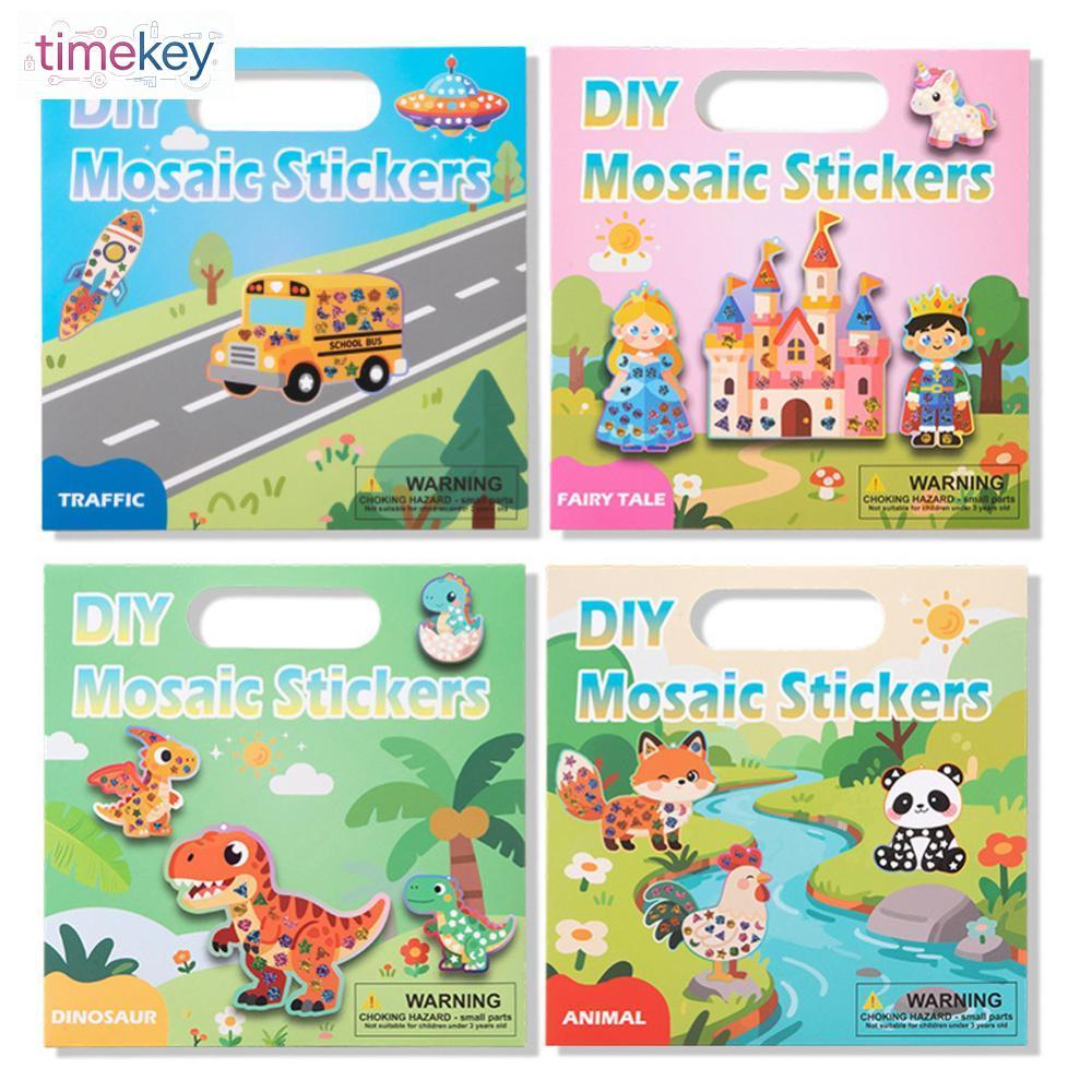 TIK Crianças DIY Mosaico Adesivos Artesanato Kit Princesa Animal Tráfego Tema Espelho Graffiti Pintável Brinquedo Educat