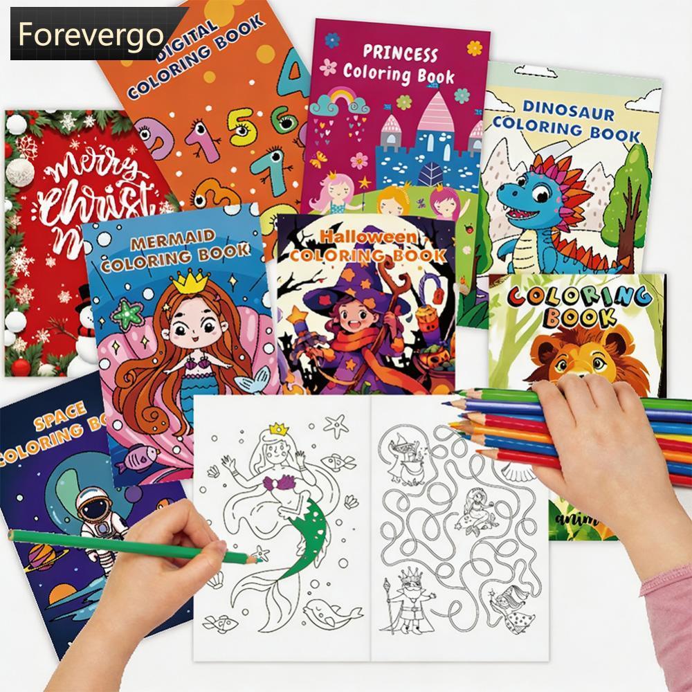 FOREVERGO Crianças Livro De Colorir Dos Desenhos Animados Para 3-8 Anos Animal Veículo Princesa Tema Pintura Graffiti Al
