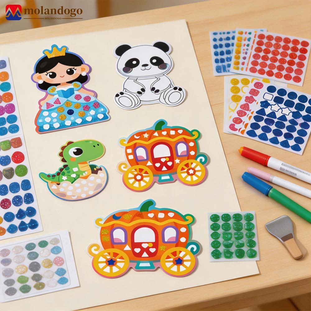 Mandogo Crianças DIY Mosaico Adesivos Artesanato Kit Princesa Animal Tráfego Tema Espelho Graffiti Pintável Brinquedo Ed