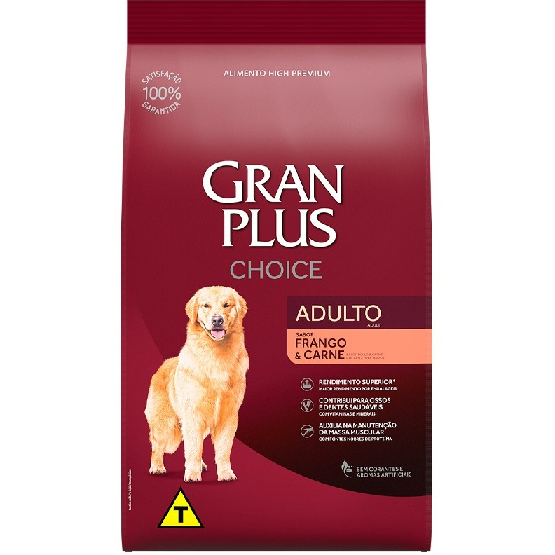 RAÇÃO GRANPLUS CHOICE CÃES ADULTOS FRANGO E CARNE 15KG