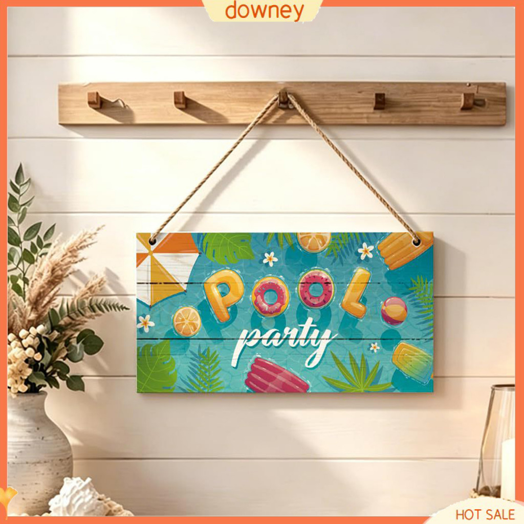 Summer Wooden Hanging Sign Beach Theme Welcome Door Decor with Rope Colorful Front Hanger for Seasonal Farmhouse Coastal