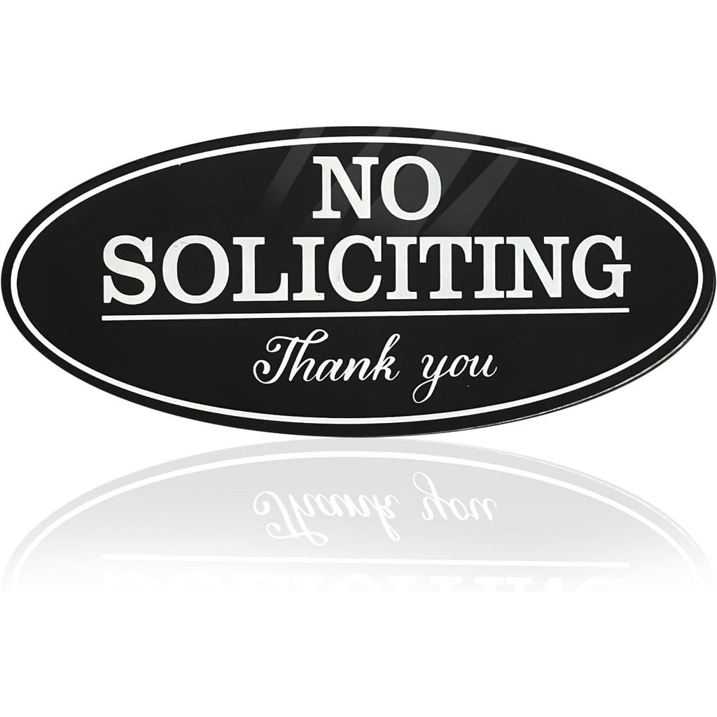 Self-Adhesive No Soliciting Sign for House, Front Door 2.8 * 7 in, UV & Weather Resistant, No Soliciting Sticker