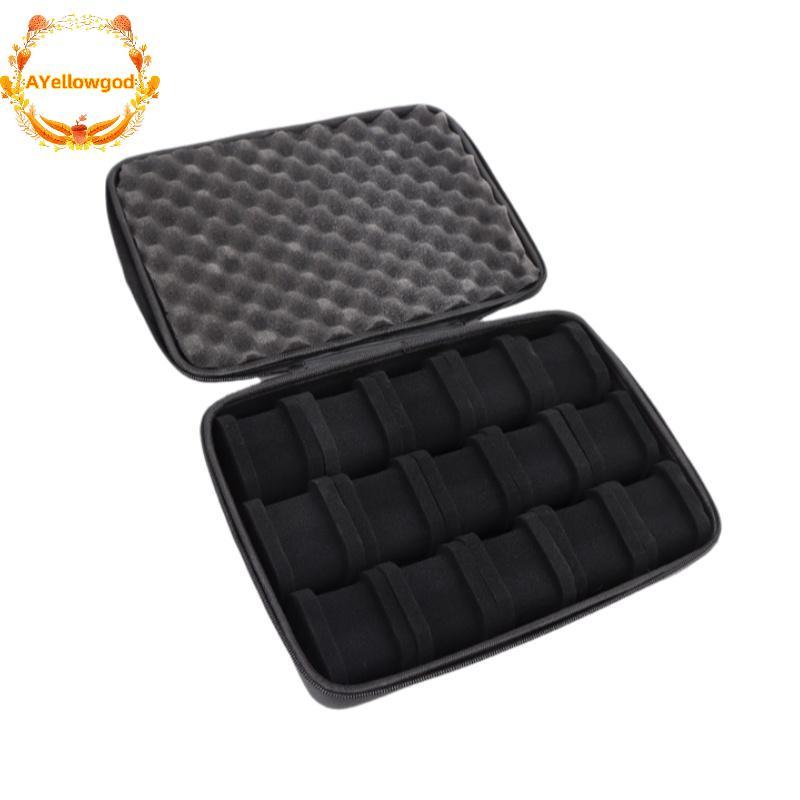 AYellowgod Hard Shell Watch Storage Organizer Caixa 15 Slots Portátil Carrying Case Para Acessórios De Viagem Display BR
