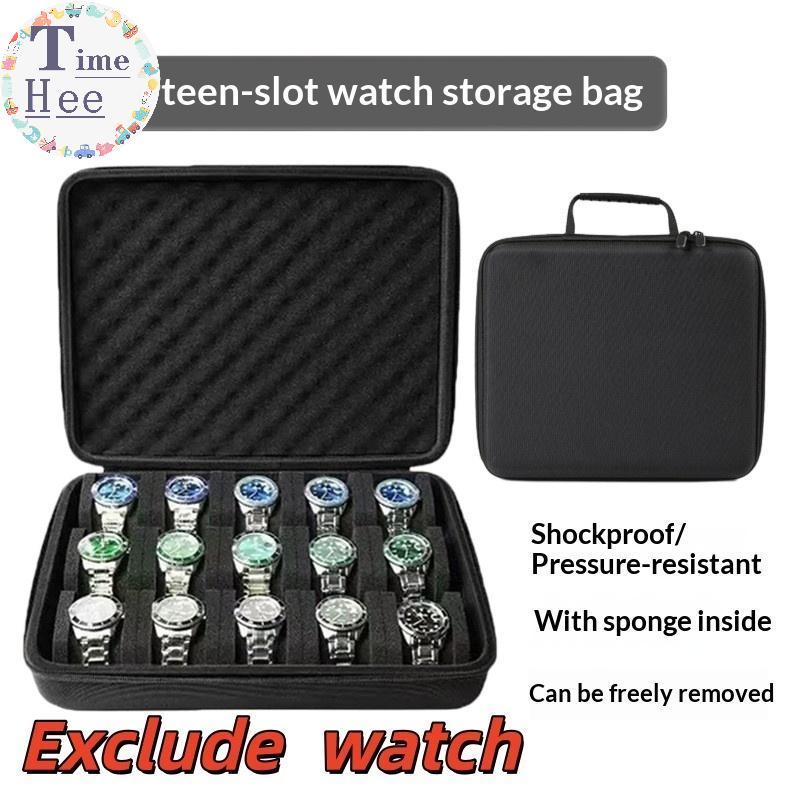 TimeHee Hard Shell Watch Storage Organizer Caixa 15 Slots Portátil Carrying Case Para Acessórios De Viagem Display BR