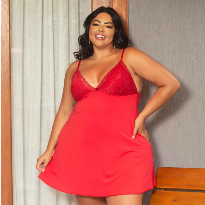 Camisola Plus Size Microfibra com Renda - Conforto com Estilo