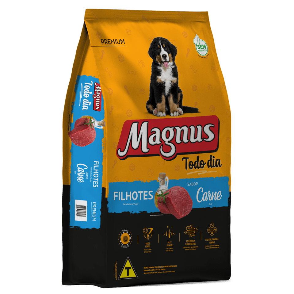Ração Magnus Premium Todo Dia Cães Filhotes Sabor Carne Premium 20Kg