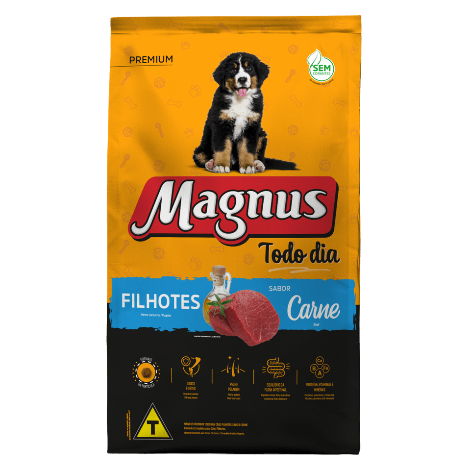 Ração Magnus Premium Todo Dia Cães Filhotes Sabor Carne Premium