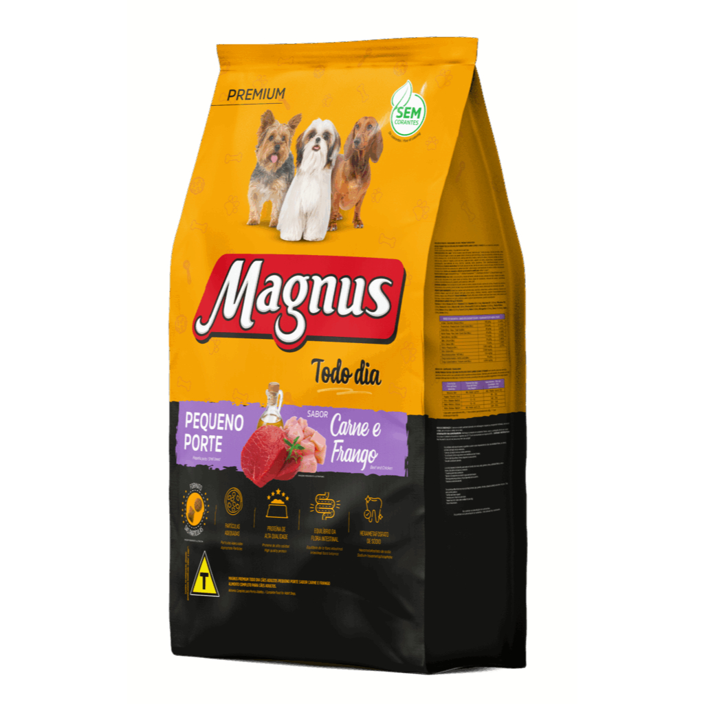 Magnus Premium Todo Dia Cães Adultos Pequeno Porte Sabor Carne e Frango