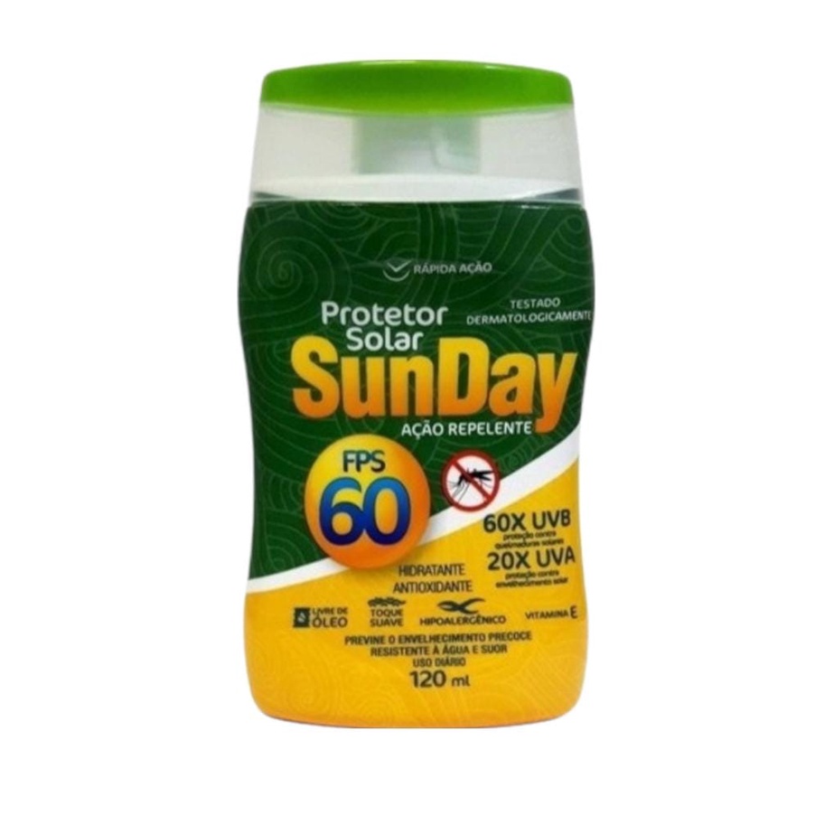 PROTETOR  FPS 60 SOLAR SUNDAY C/ AÇÃO REPELENTE
