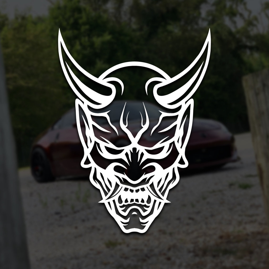JDM Oni Máscara Decalque De Vinil Texto Japonês Banner Escape Ninja Rua Corrida Turbo Engraçado Deriva Adesivo Do Carro