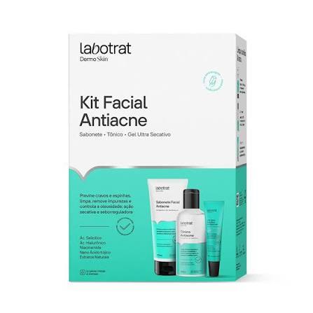 Kit Antiacne Dermo Skin | Labotrat | 3 Itens | Sabonete, Tônico e Gel Secativo