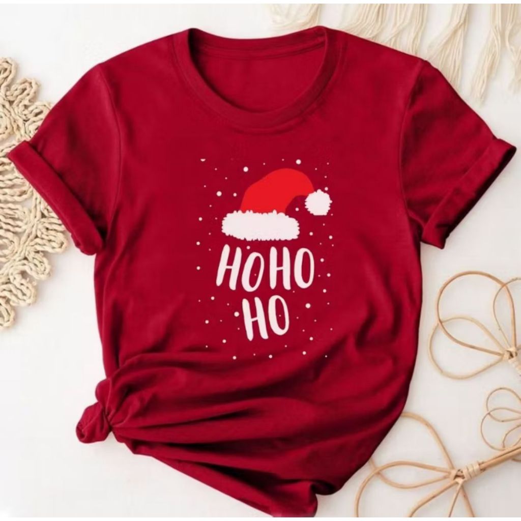 Blusa Natal Camiseta Ho Ho Ho de Natal 100% Algodão Leve Básica Unissex Envio Rápido
