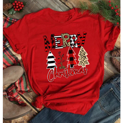 Camiseta Camisa Básica Slim Merry Cristimas Feliz Natal Unissex Algodão