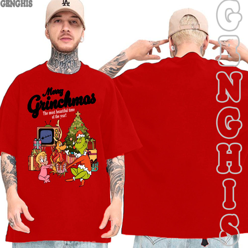 Camisa Merry Grincgmas Noite de Natal Camiseta Basica e Oversized Unissex