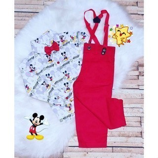 Conjunto Menino Infantil Luxo Temático Mickey + Calça Vermelha