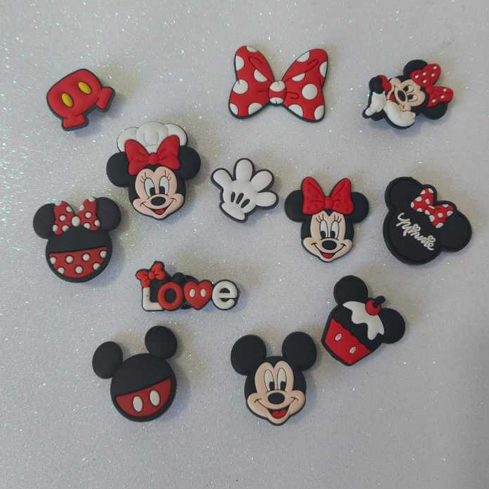 Pins Botons para Babuche  Minnie Vermelha e Rosa e Mickey kits com 6/4/2 unidades