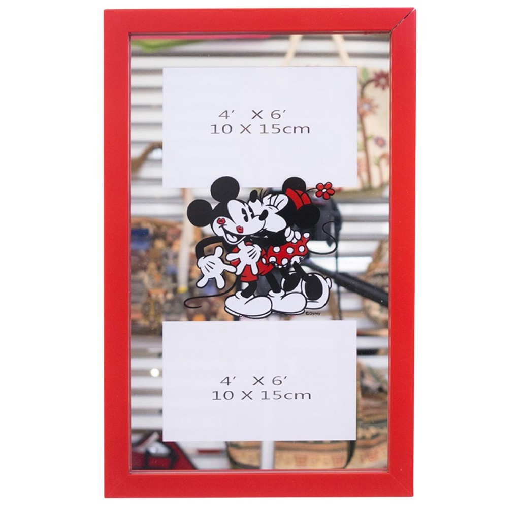 Porta Retrato Espelho Moldura Vermelha  Mickey & Minnie