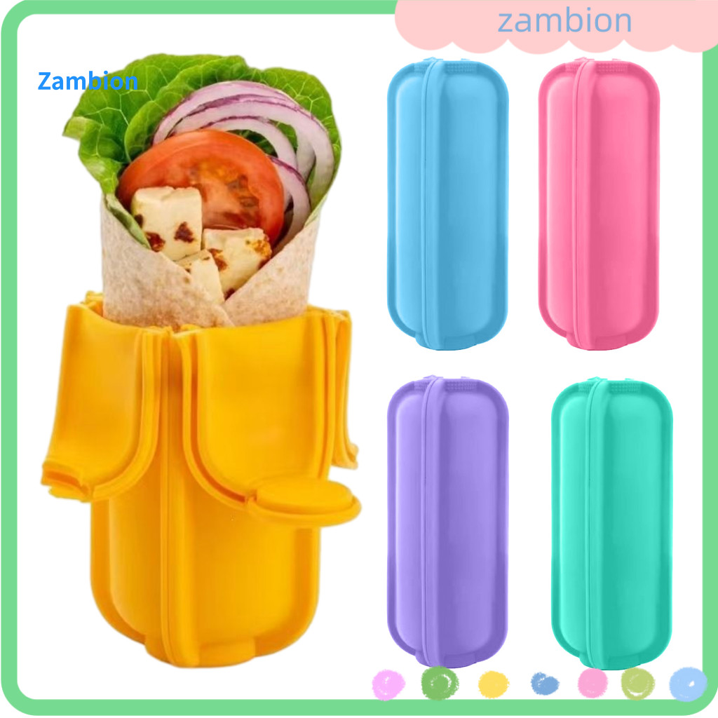 Burrito Holder Food Grade Silicone Container Food-grade Taco with Flip-top Buckle Leak-proof Storage Box for Picnic Lunc