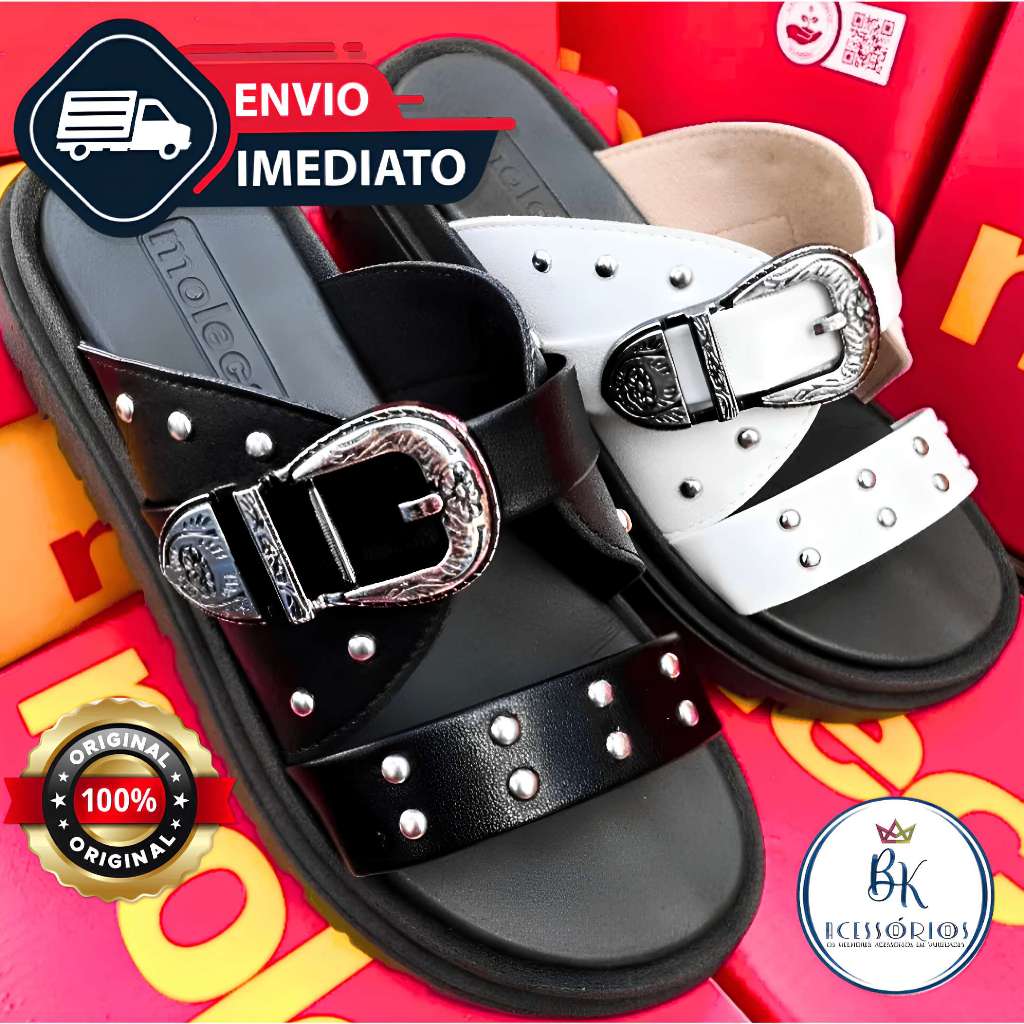 Sandália Moleca Buckle Com Fivela Feminino Papete Birken Estilo Slide Conforto Lançamento e Original