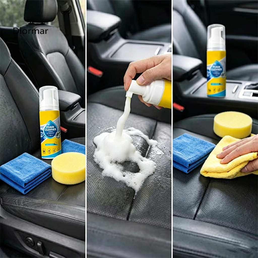 Fabric Stain Remover Leather Safe Cleaner Multifunctional Foam Spray with Sponge Towel – Rinse-free for Car Kitchen Gr