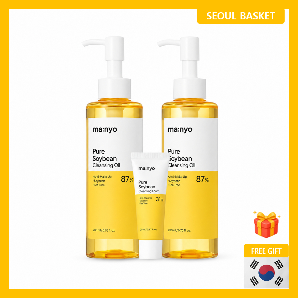 [ma:nyo] Pure Soybean Cleansing Oil 200ml x2 + Foam 20ml | Óleo Coreano para Maquiagem e Cravos