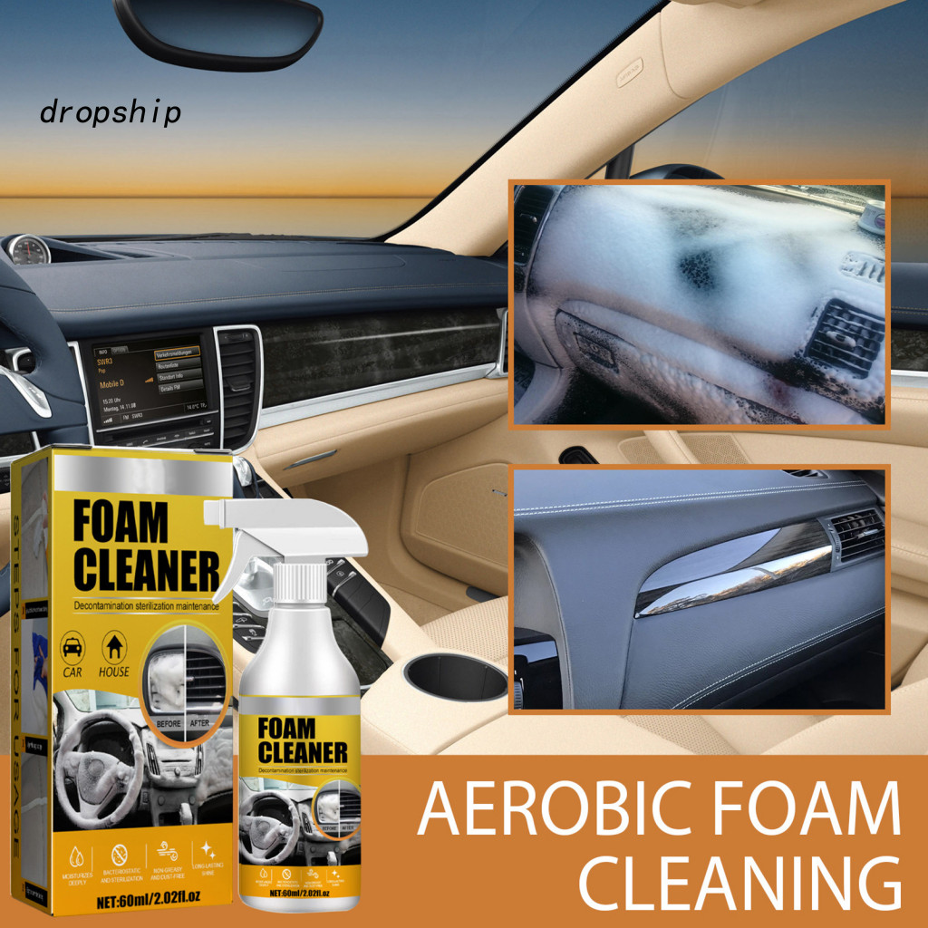 Car Cleaner Vinyl 60ml Eco-friendly Foam – Fast-acting Upholstery Dash Leather Stain Remover Multifunctional Foaming f
