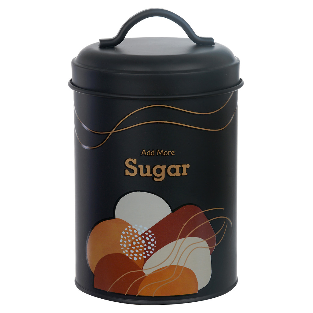 Lata de Açúcar 750g Metal Com Alça - Preto - NH